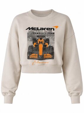McLaren Formula 1 Team Cropped Fleece Sweatshirt XXS Cream Graphic Pullover